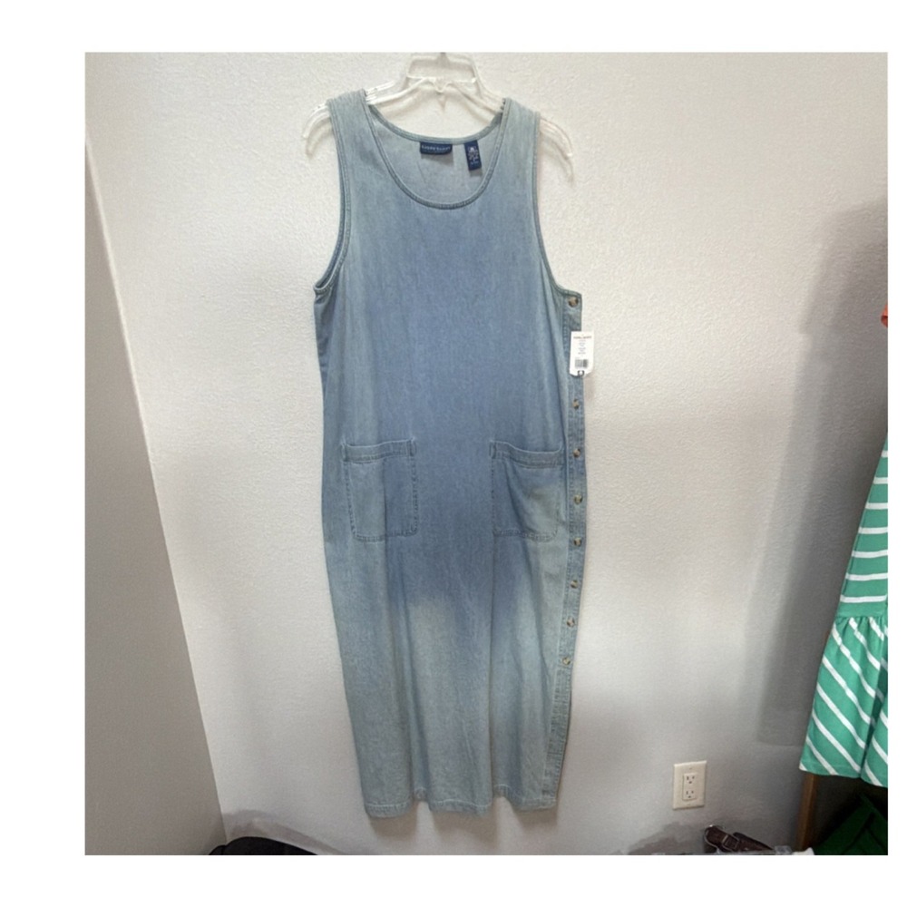 Karen Scott Light Blue Denim Faded Tank Dress. Boho. Country. Y2K. 2002.